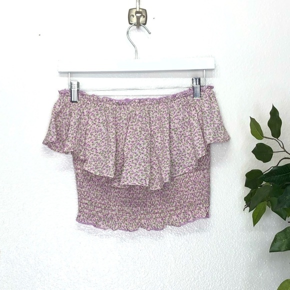 NWT Hem & Thread Ruffle Smocked Floral Tube Top - Picture 1 of 5
